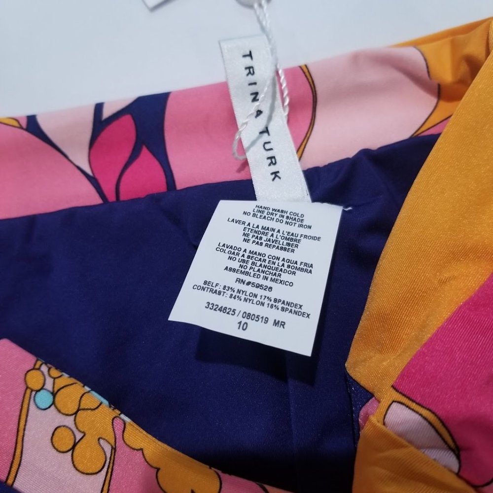 Trina Turk Breeze Printed High-Waist Bikini Bottoms Size 10 - Picture 4 of 7